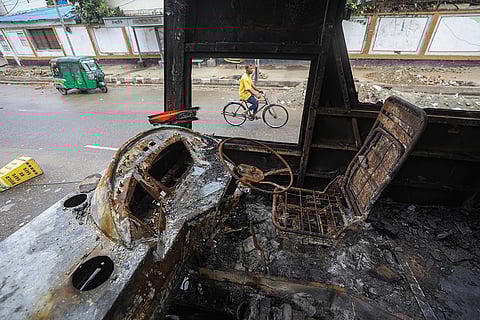 Burnt vehicle  in Dhaka